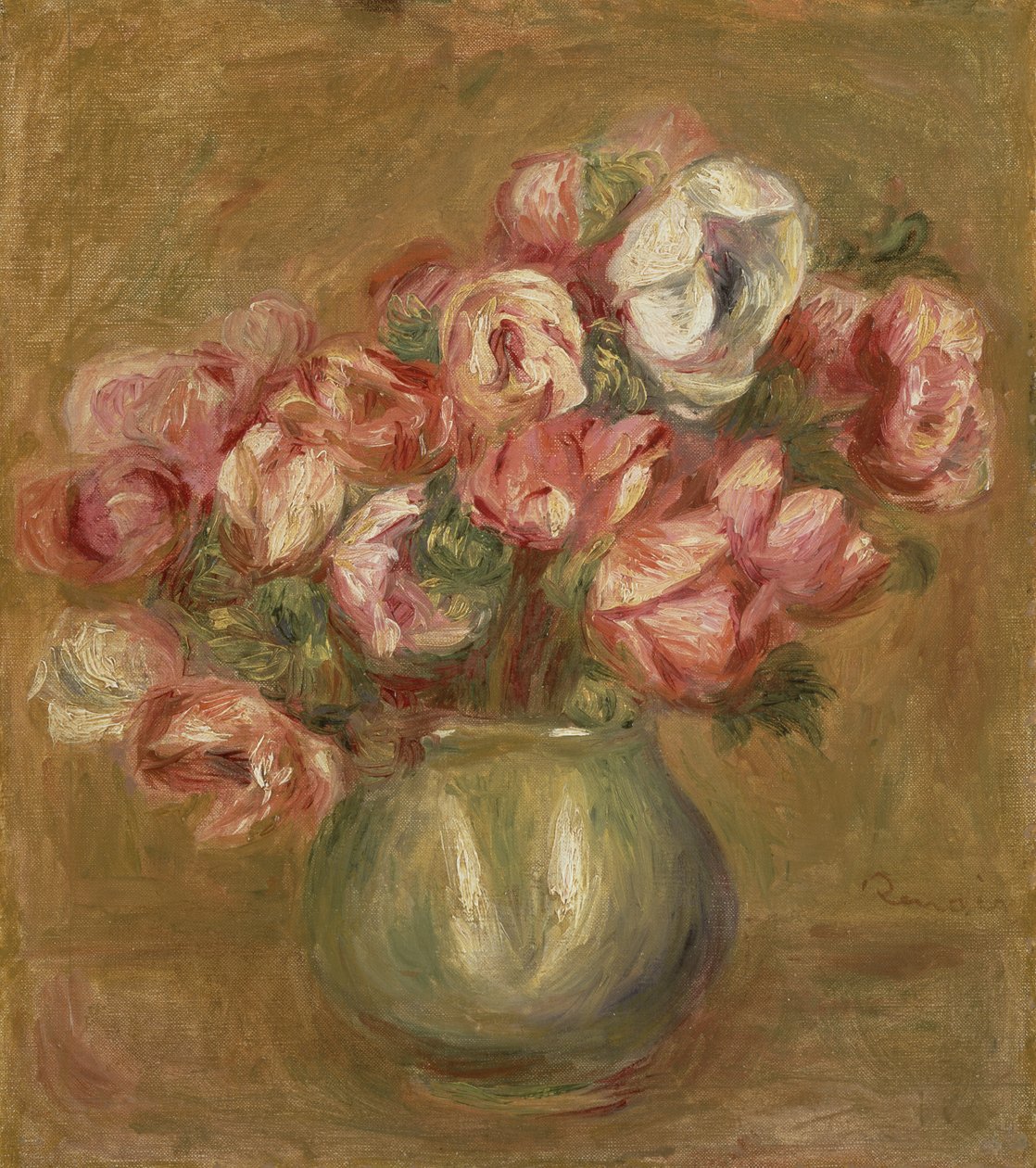 Flowers in a Green Vase by Pierre Auguste Renoir