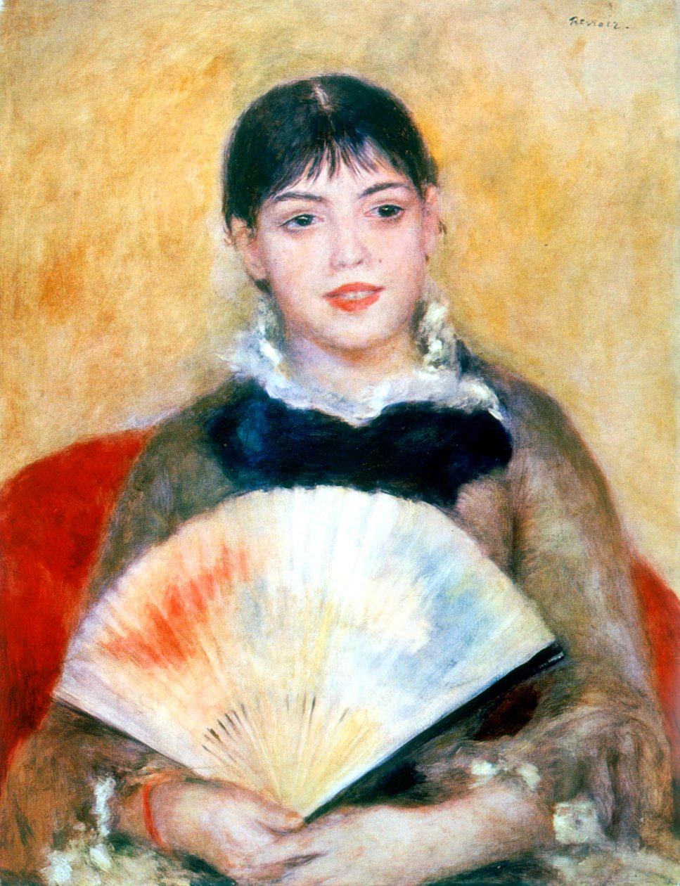 Girl with a Fan by Pierre Auguste Renoir