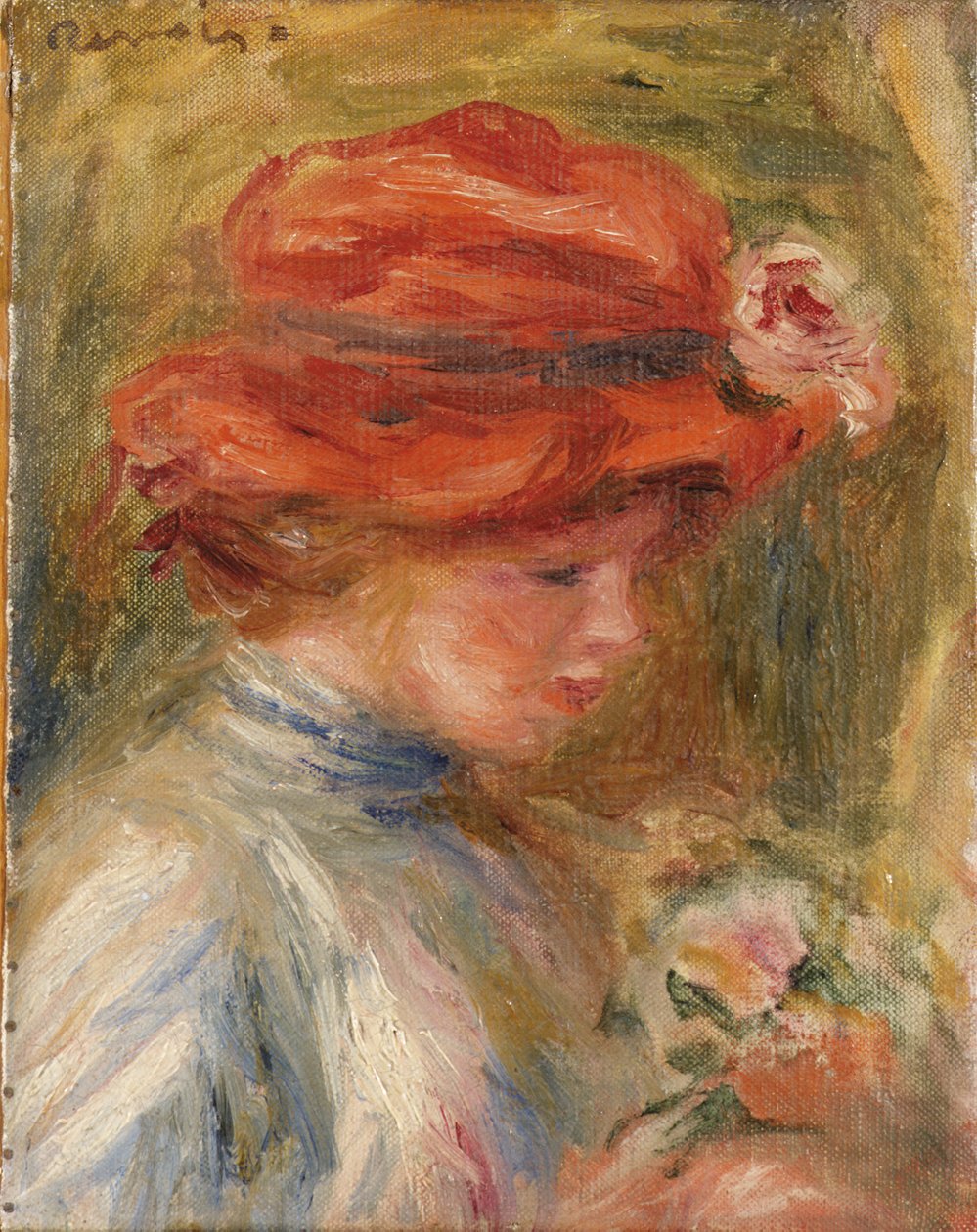 Young Woman with a Red Hat by Pierre Auguste Renoir