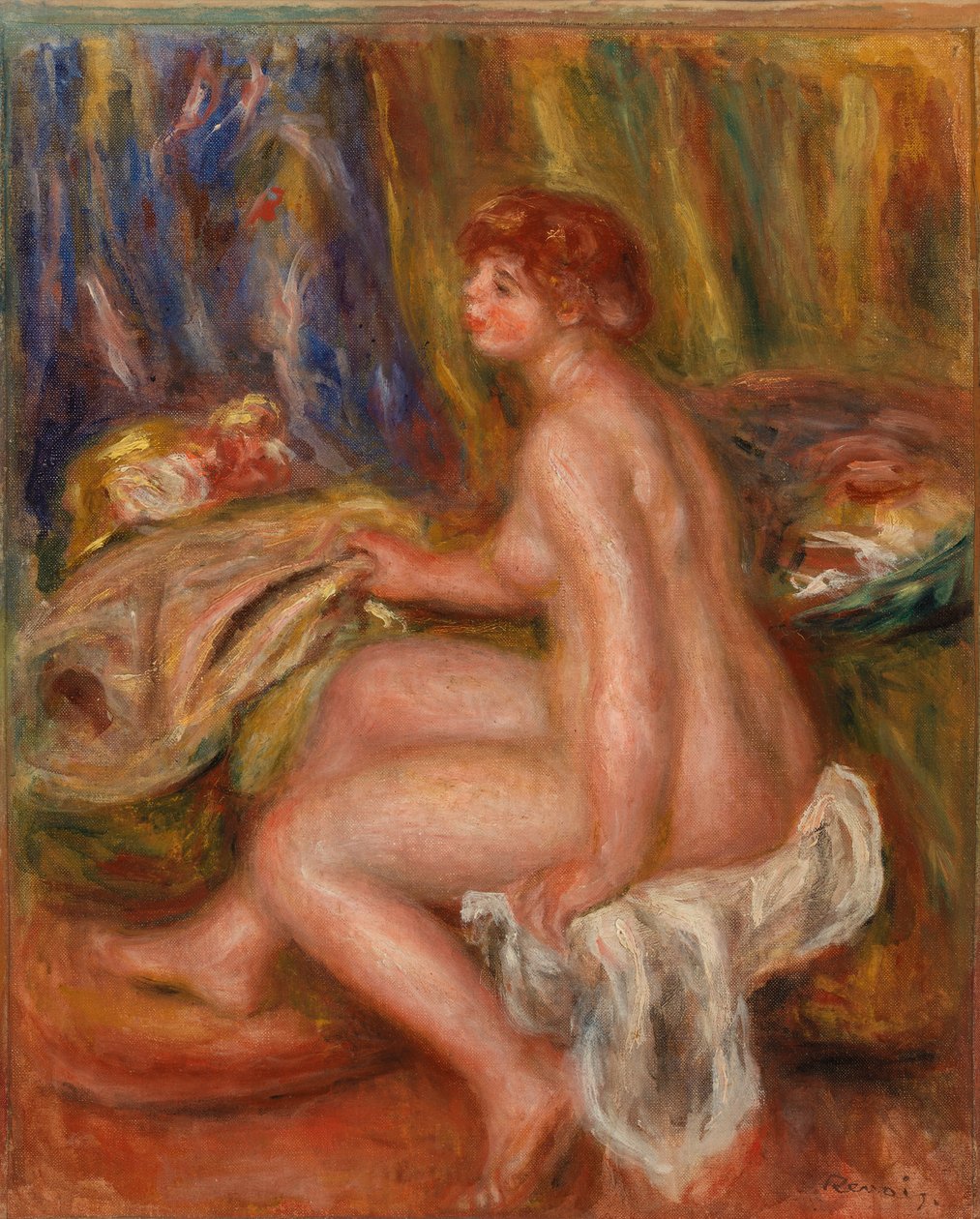 Seated Nude in Room by Pierre Auguste Renoir
