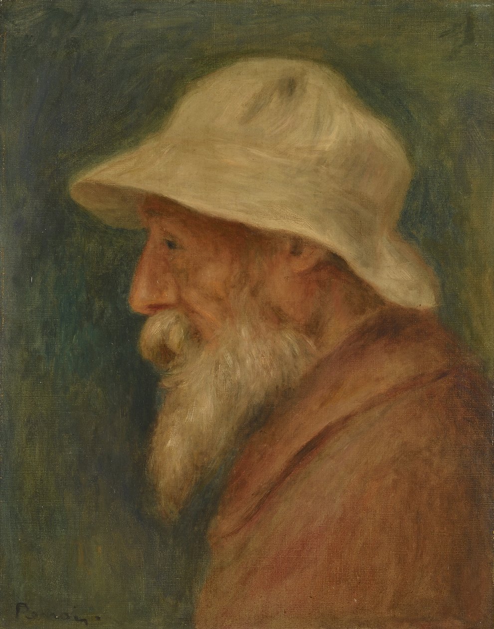 Self-portrait with white hat by Pierre Auguste Renoir