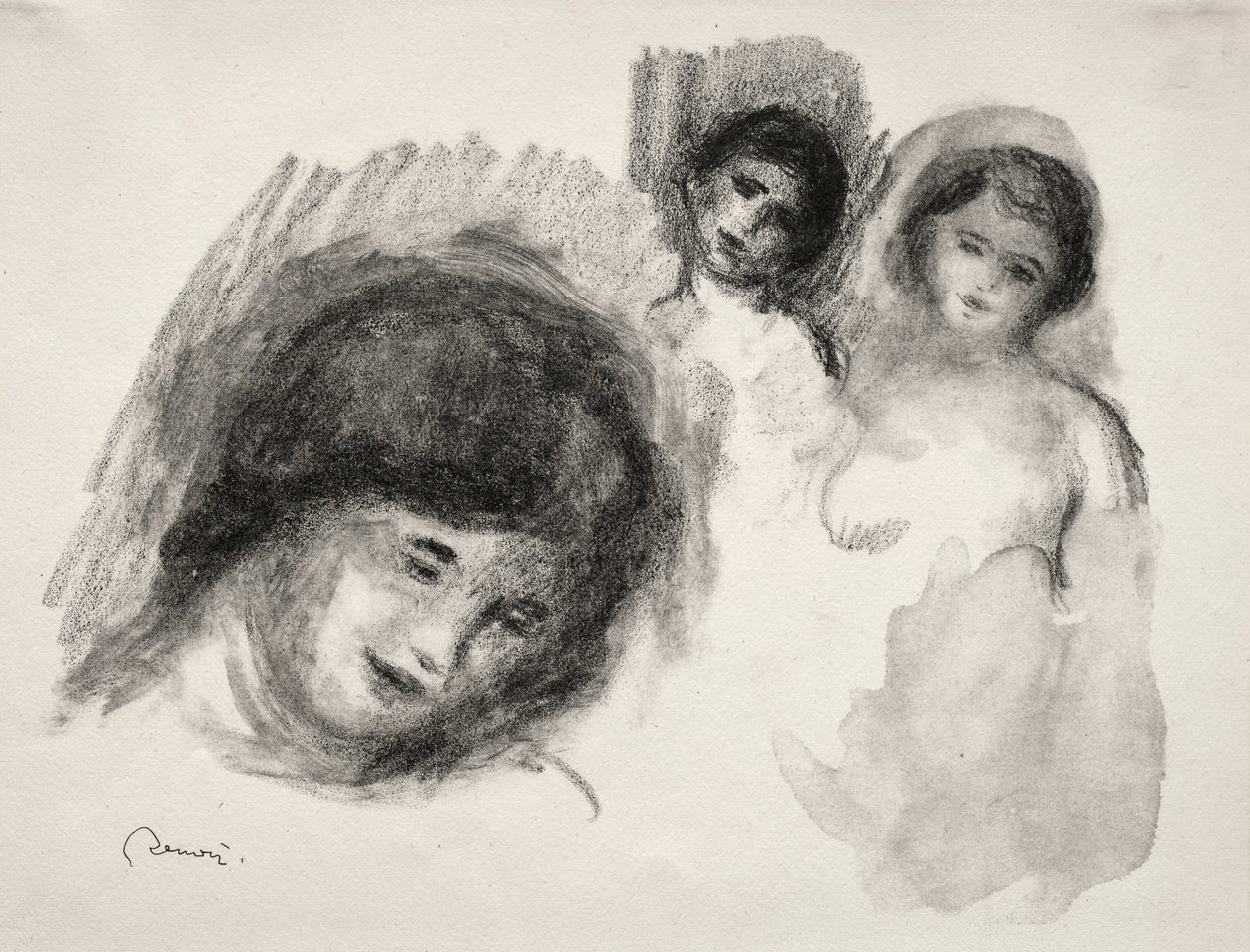 Stone with Three Sketches by Pierre Auguste Renoir