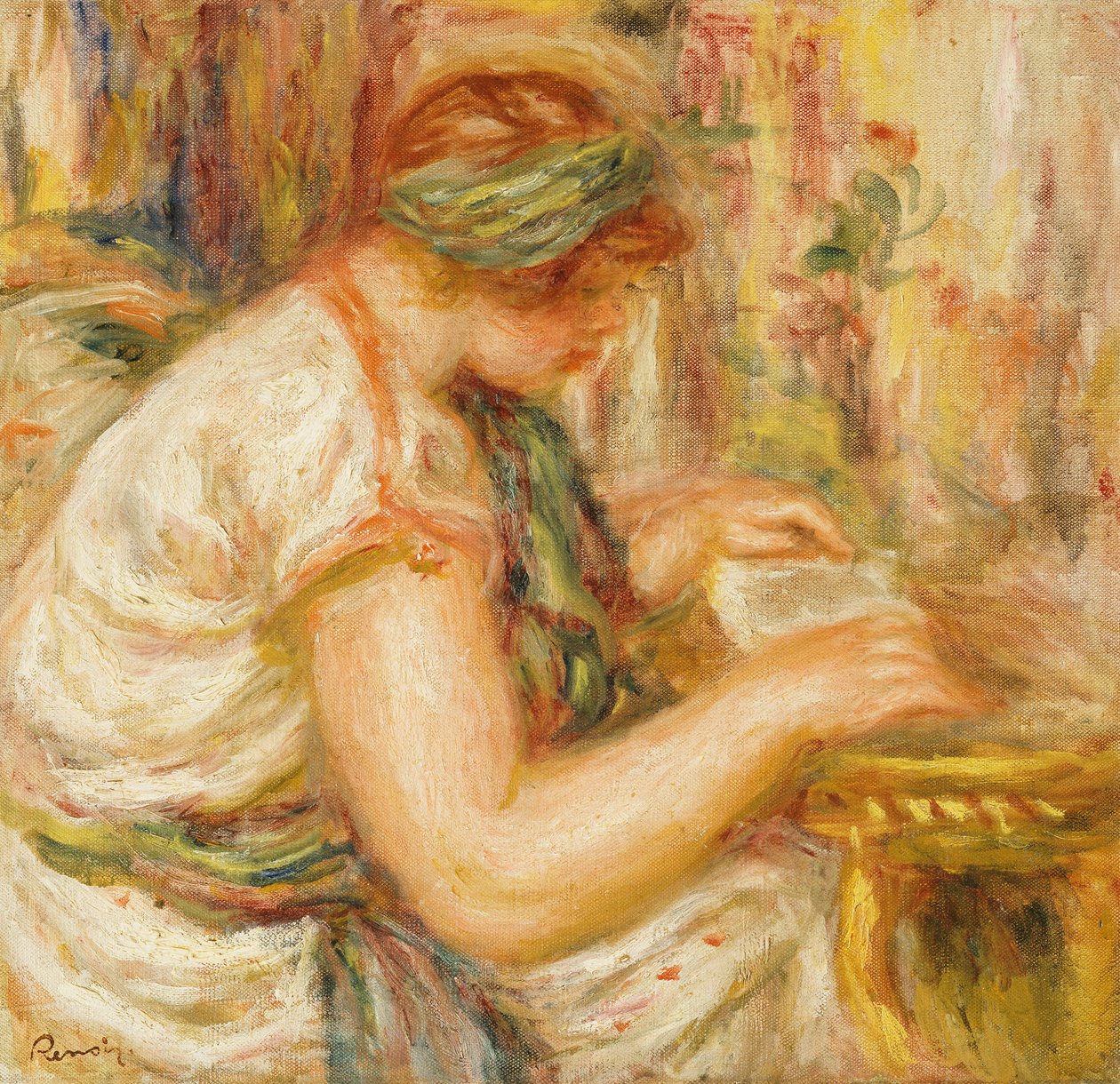 Woman in an Arab Blouse Reading by Pierre Auguste Renoir