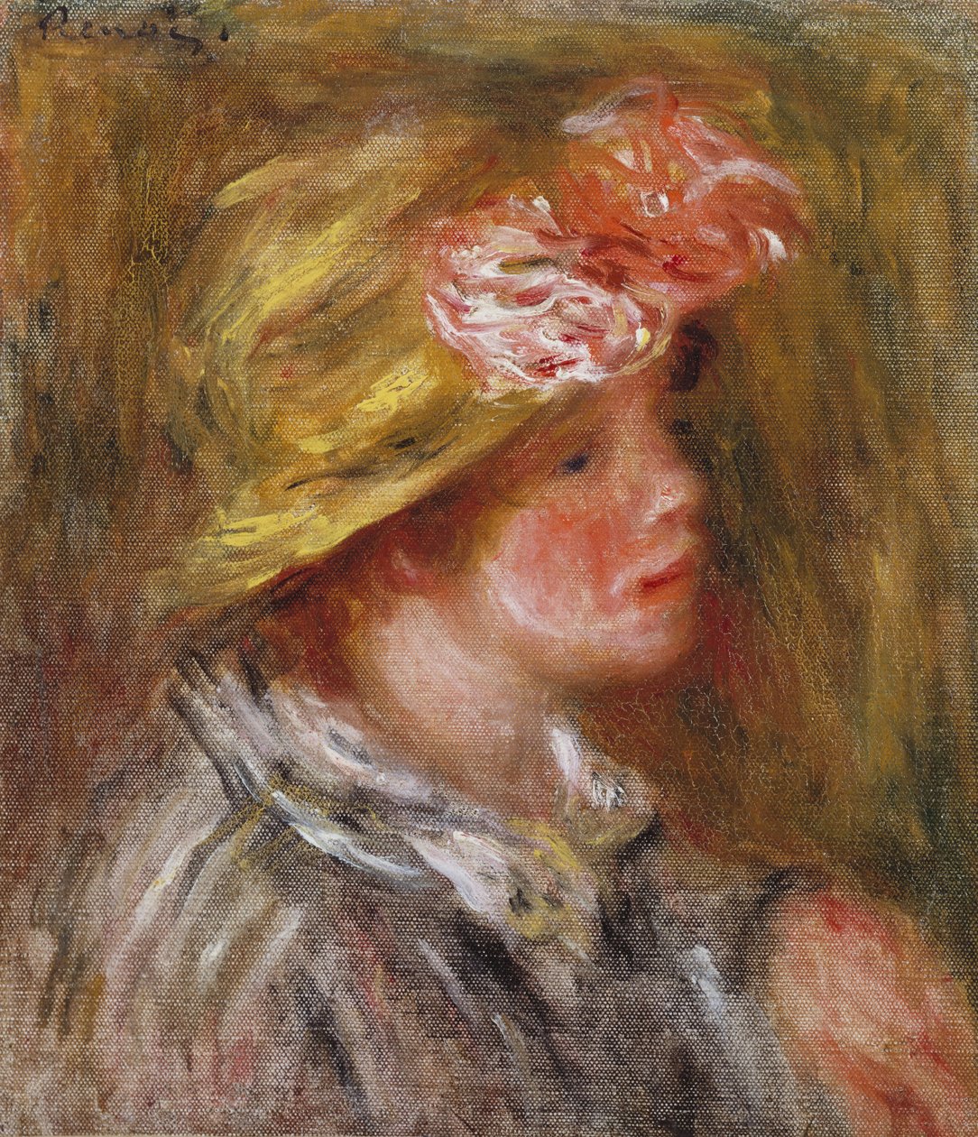 Young Woman in a Flowery Hat by Pierre Auguste Renoir
