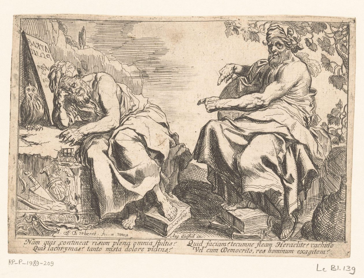 Heraclitus and Democritus by Pierre Brebiette