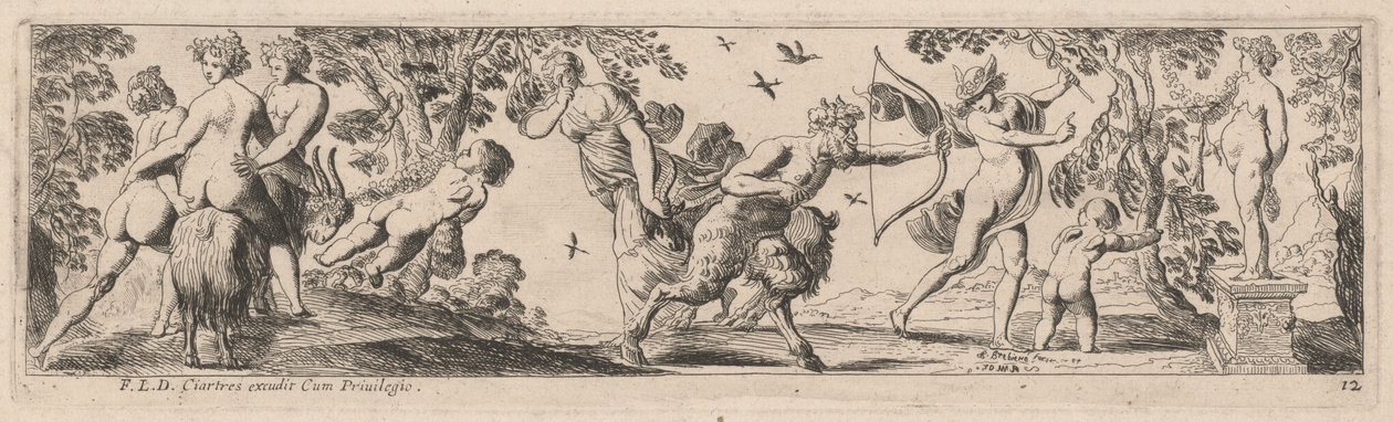 Satyr and Mercury Shooting at a Statue by Pierre Brebiette