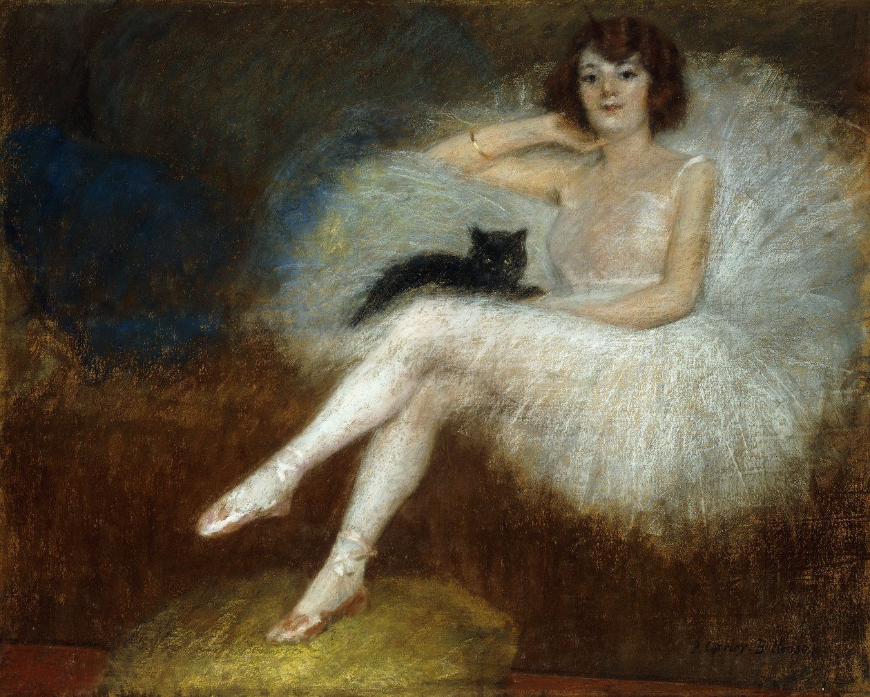 Ballerina with a Black Cat by Pierre Carrier Belleuse