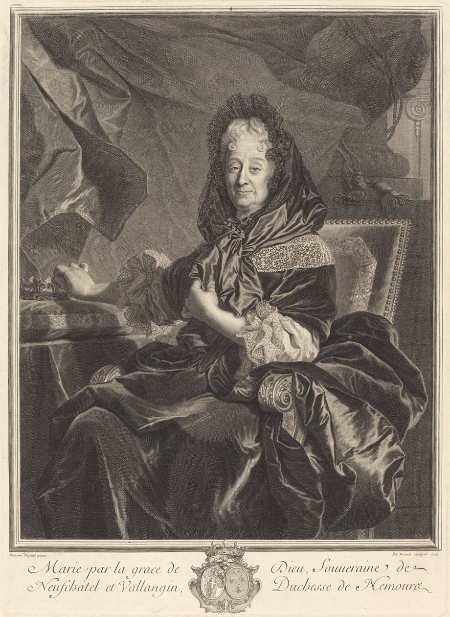 Duchess of Nemours by Pierre Drevet after Hyacinthe Rigaud