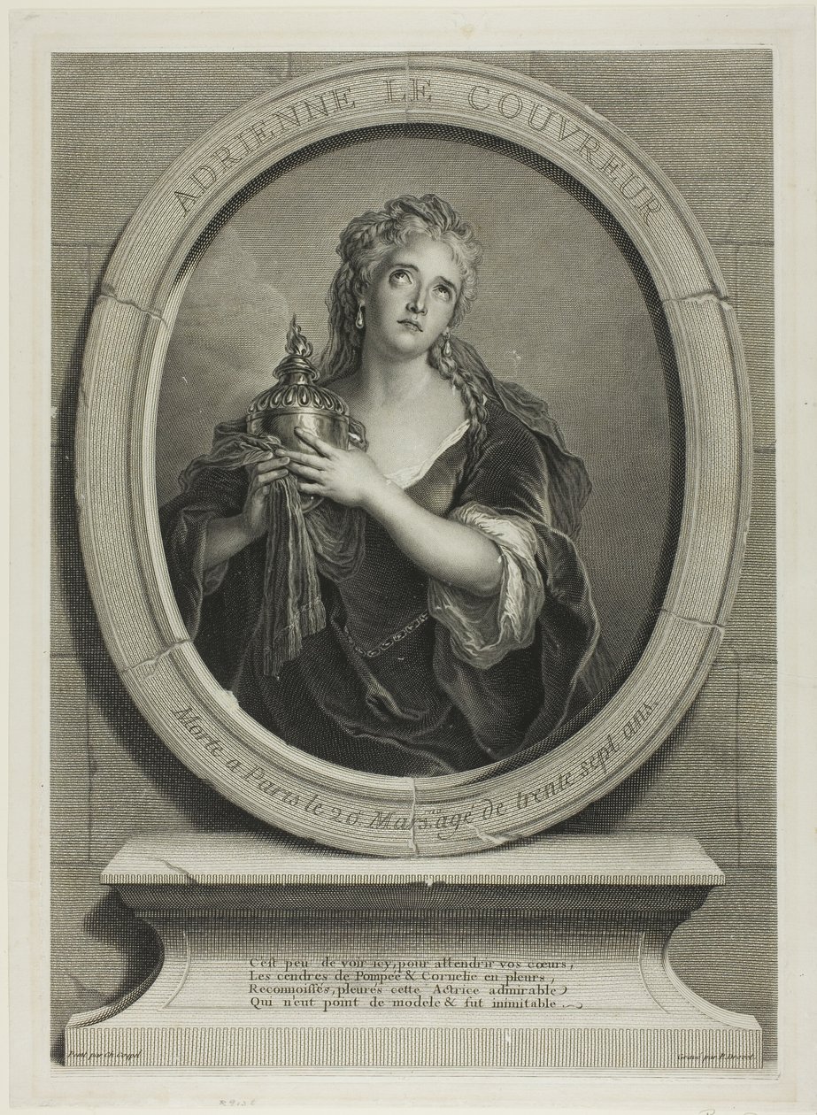 Portrait of Adrienne Le Couvreur by Pierre Imbert Drevet