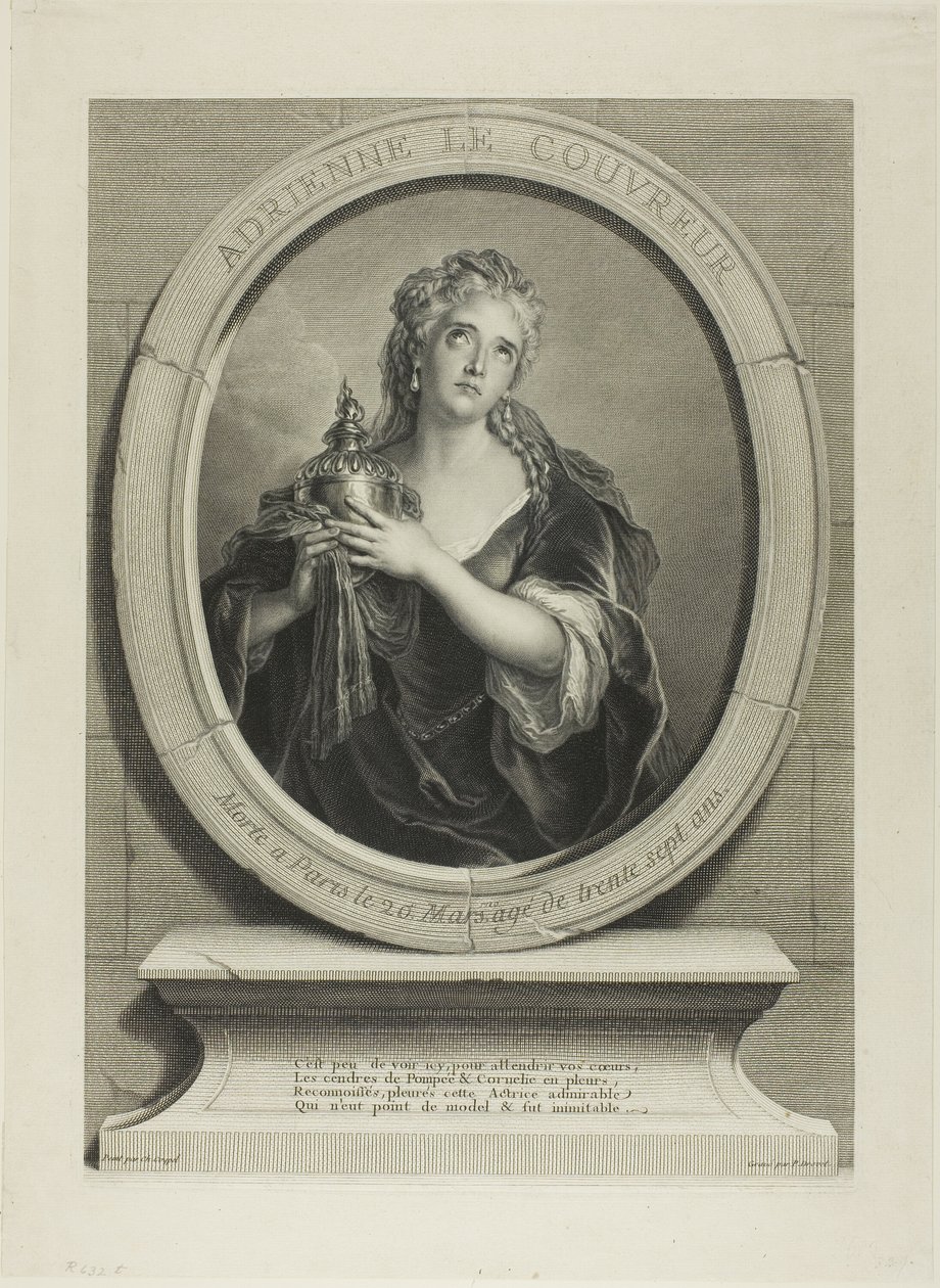 Portrait of Adrienne Le Couvreur by Pierre Imbert Drevet
