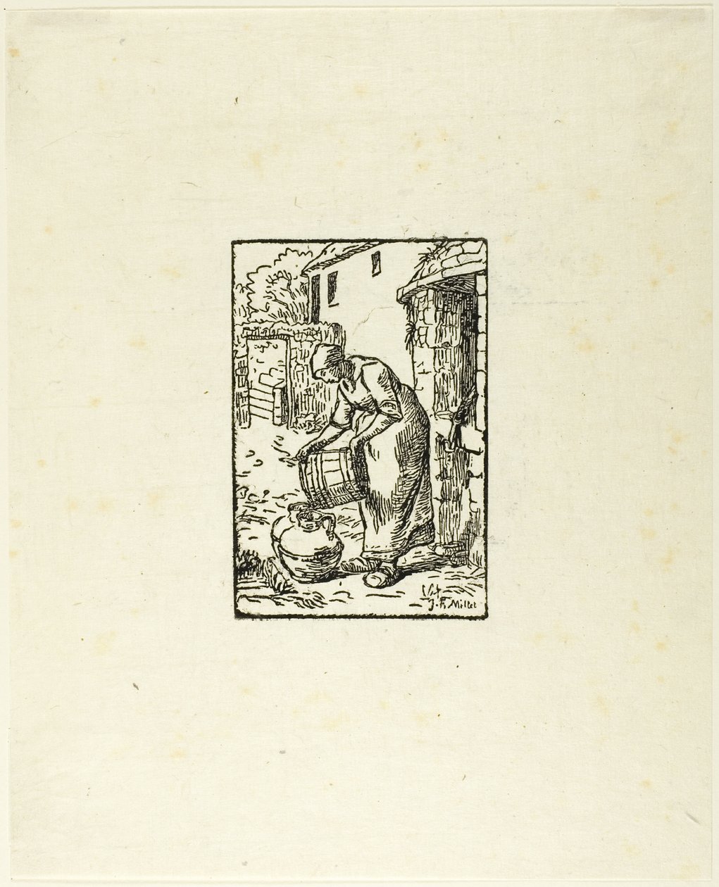Woman Filling Water-Cans by Pierre Millet