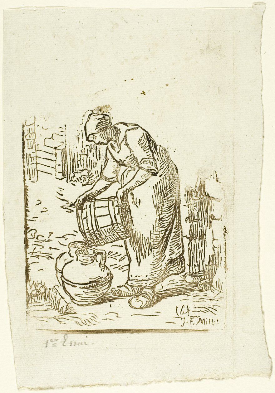 Woman Filling Water-Cans by Pierre Millet