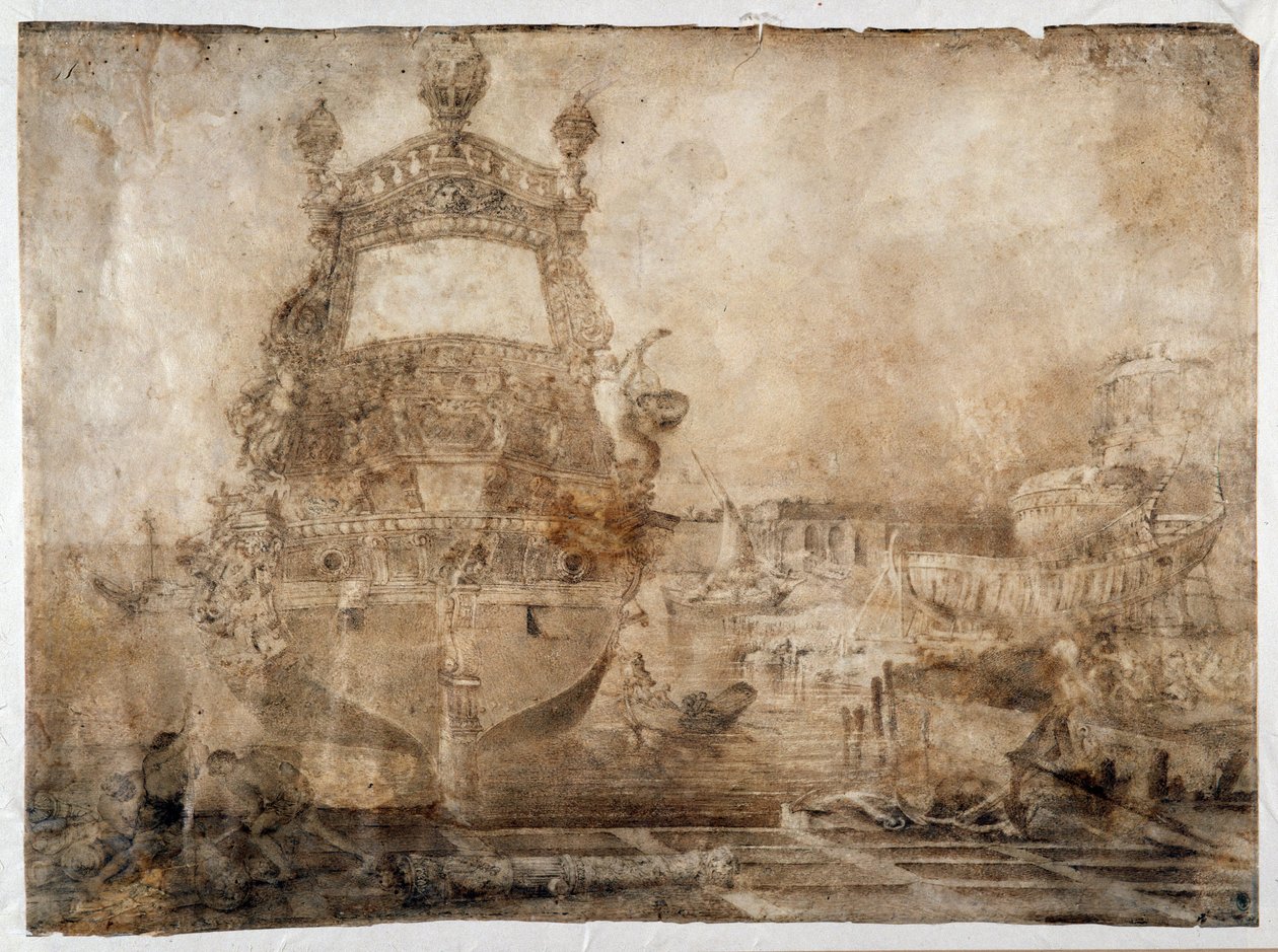 Arming a Ship Near a Shipyard by Pierre Puget