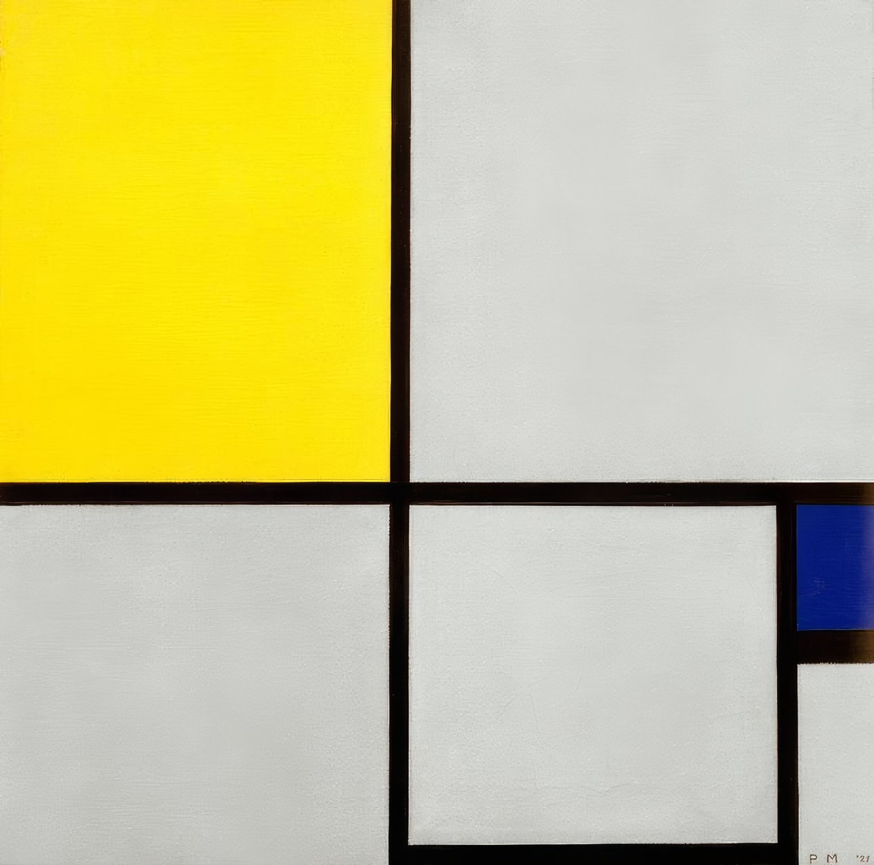 Composition No. II; Composition with Yellow and Blue by Piet Mondrian