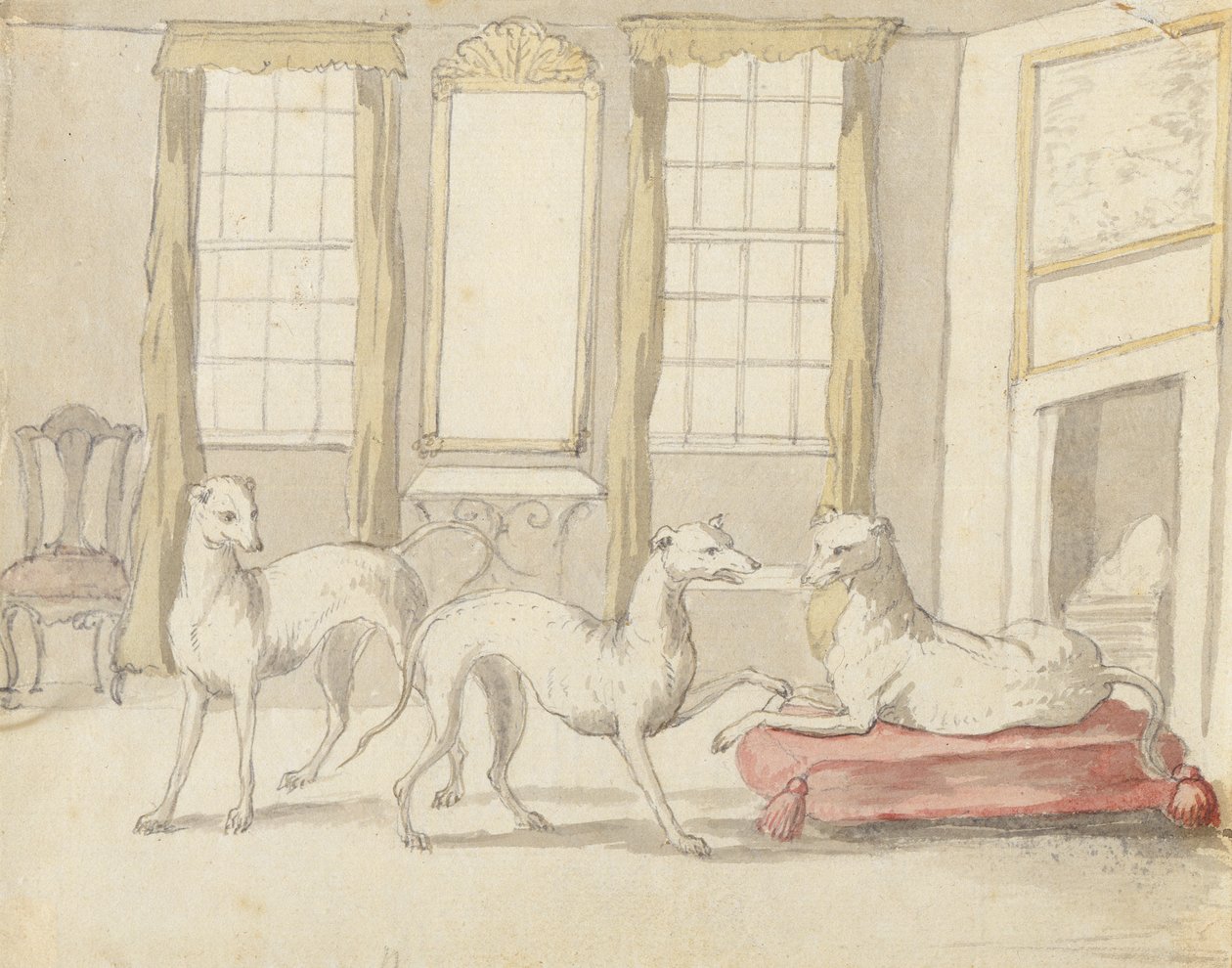 Three Greyhounds in a Room by Pieter Casteels