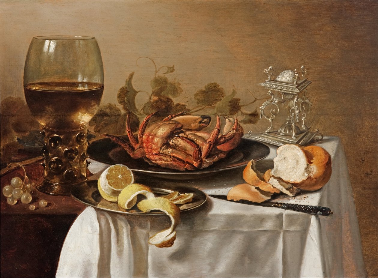 A Still Life with a Roemer, a Crab, and a Peeled Lemon by Pieter Claesz