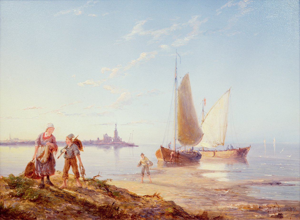 Fishing Boats off the Shore, 1887 by Pieter Cornelis Dommerson