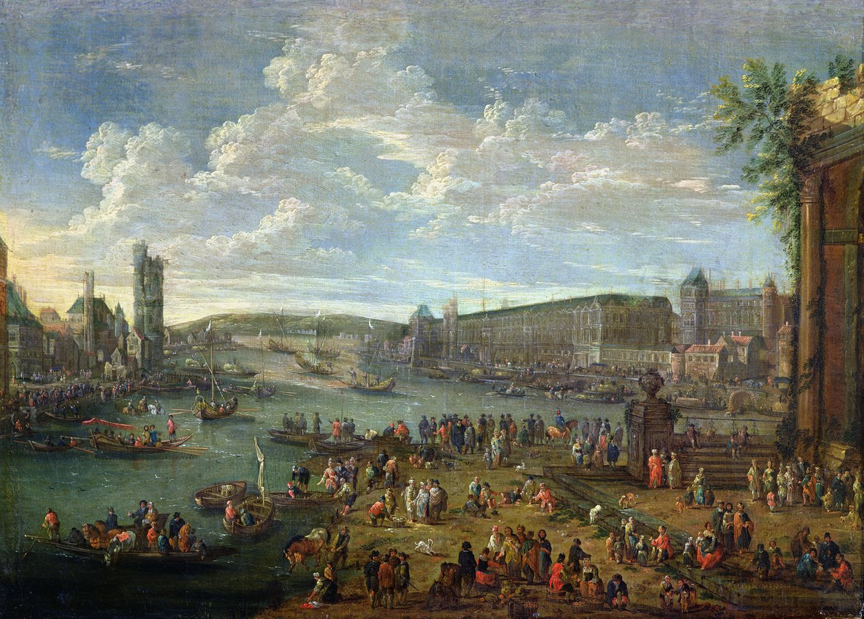 View of the Louvre and the Tour de Nesles from the Ile de la Cite, c.1673-74 by Pieter II Casteels