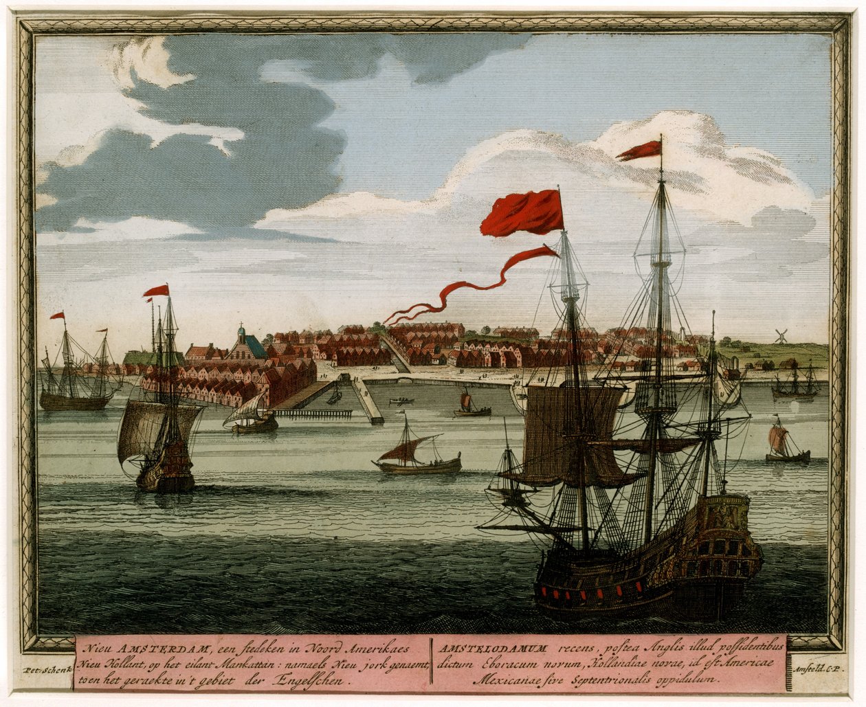 New Amsterdam from the Water, 1702 by Pieter Schenk