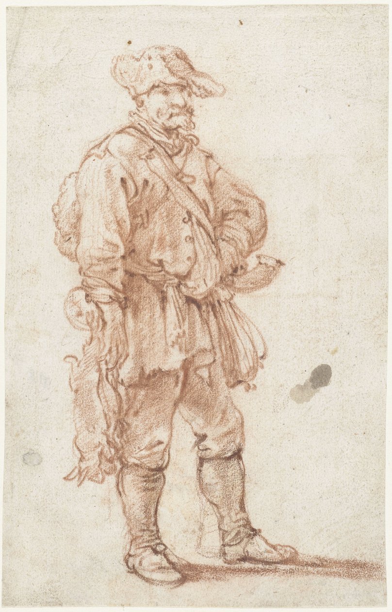 Standing Hunter with Two Dead Hares by Pieter Bout