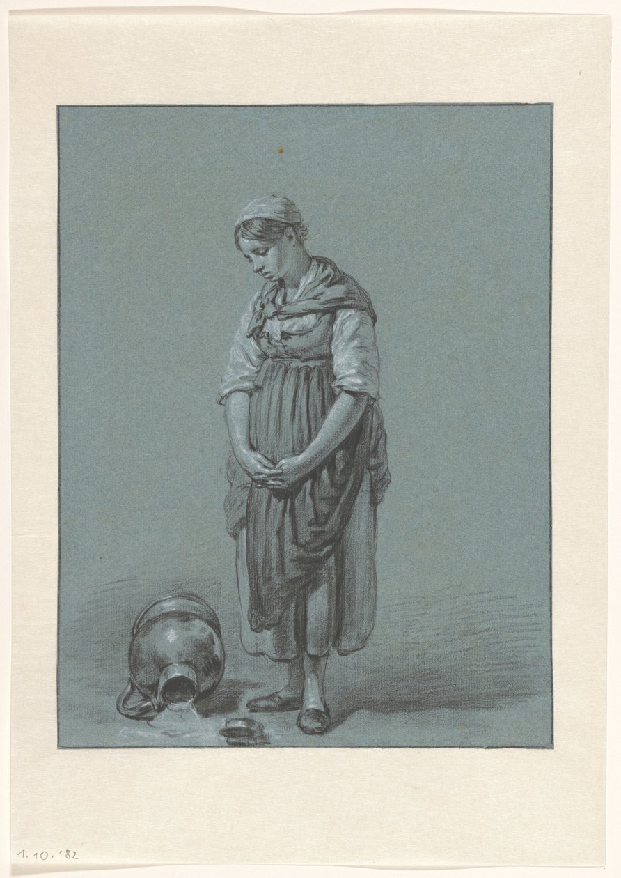 Girl Standing by an Overturned Milk Can by Pieter Christoffel Wonder