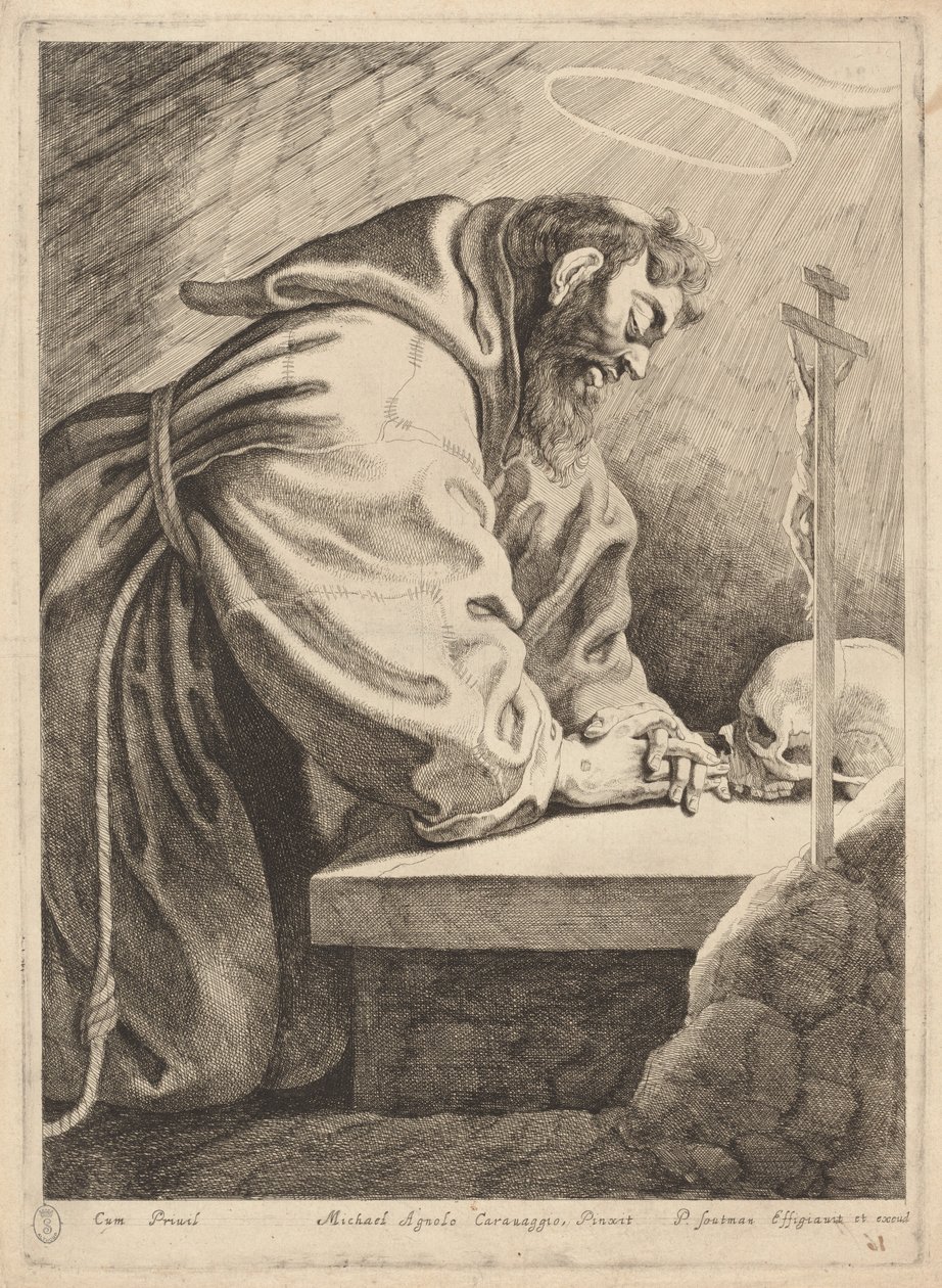 Saint Francis by Pieter Claesz Soutman after Francesco Bassano II