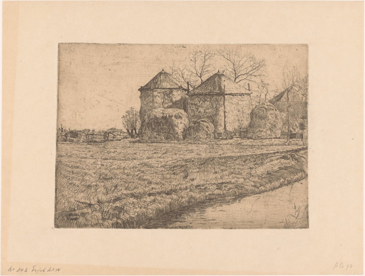 Farm with Two Hay Barns by Pieter Dupont