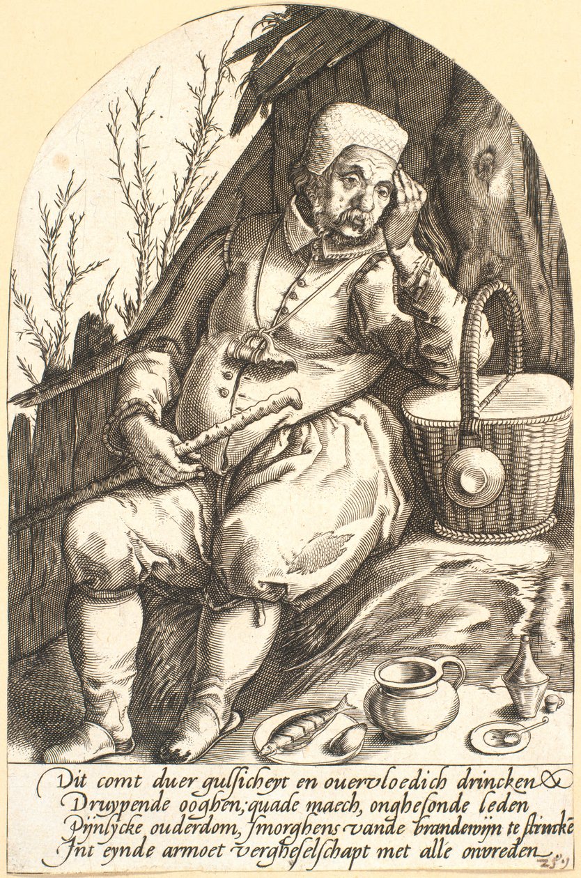 Peasant, Satire on Drunkenness by Pieter Goos