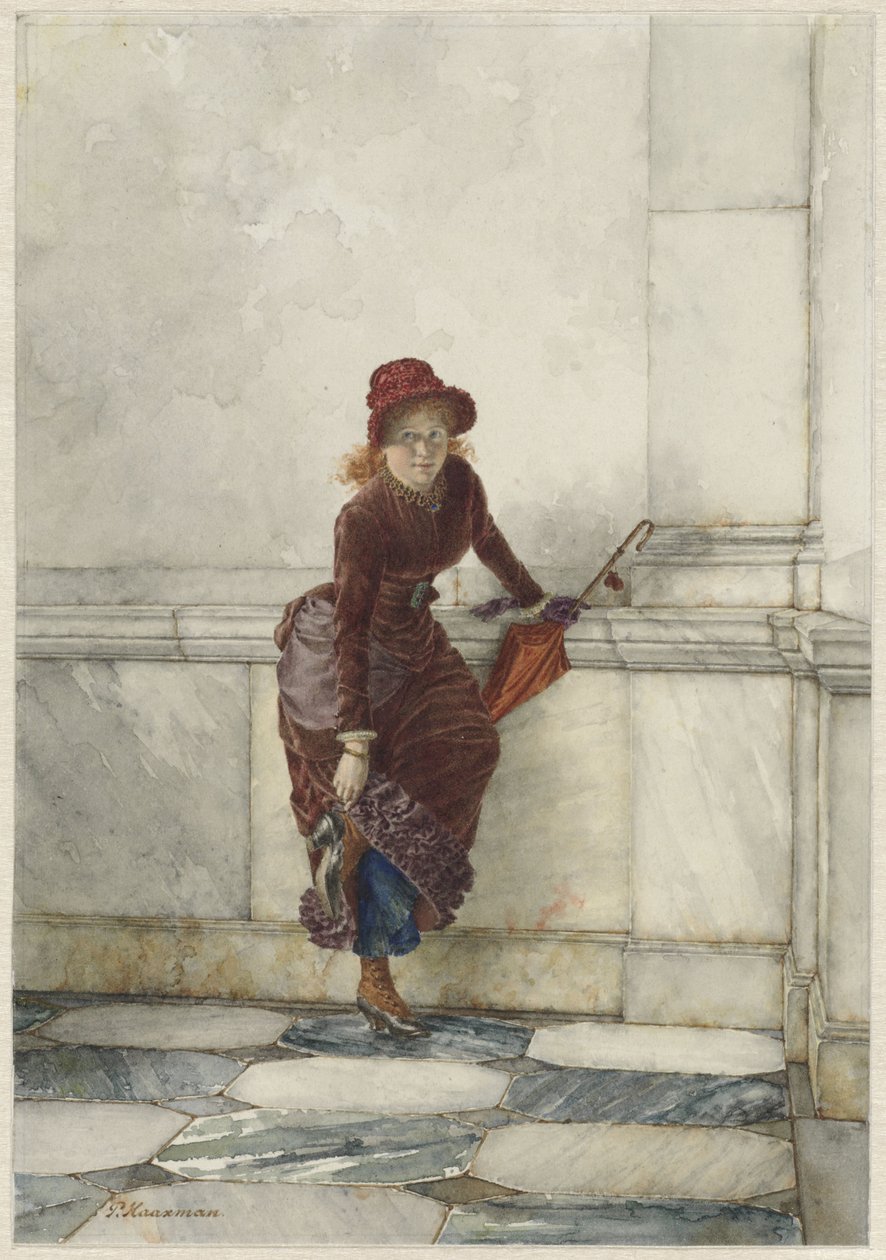 Standing Young Woman Leaning Against a Wall by Pieter Haaxman