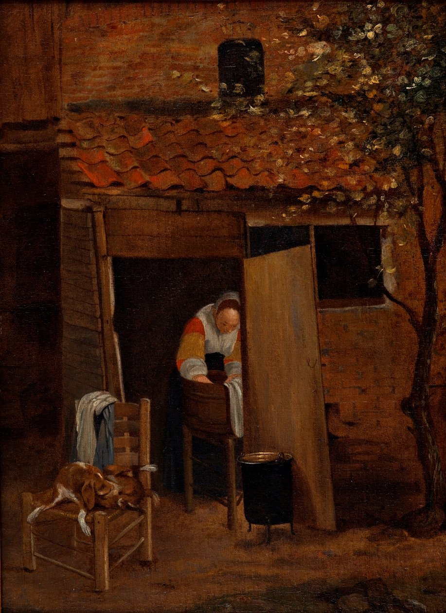 Girl washing clothes by Pieter Hooch de