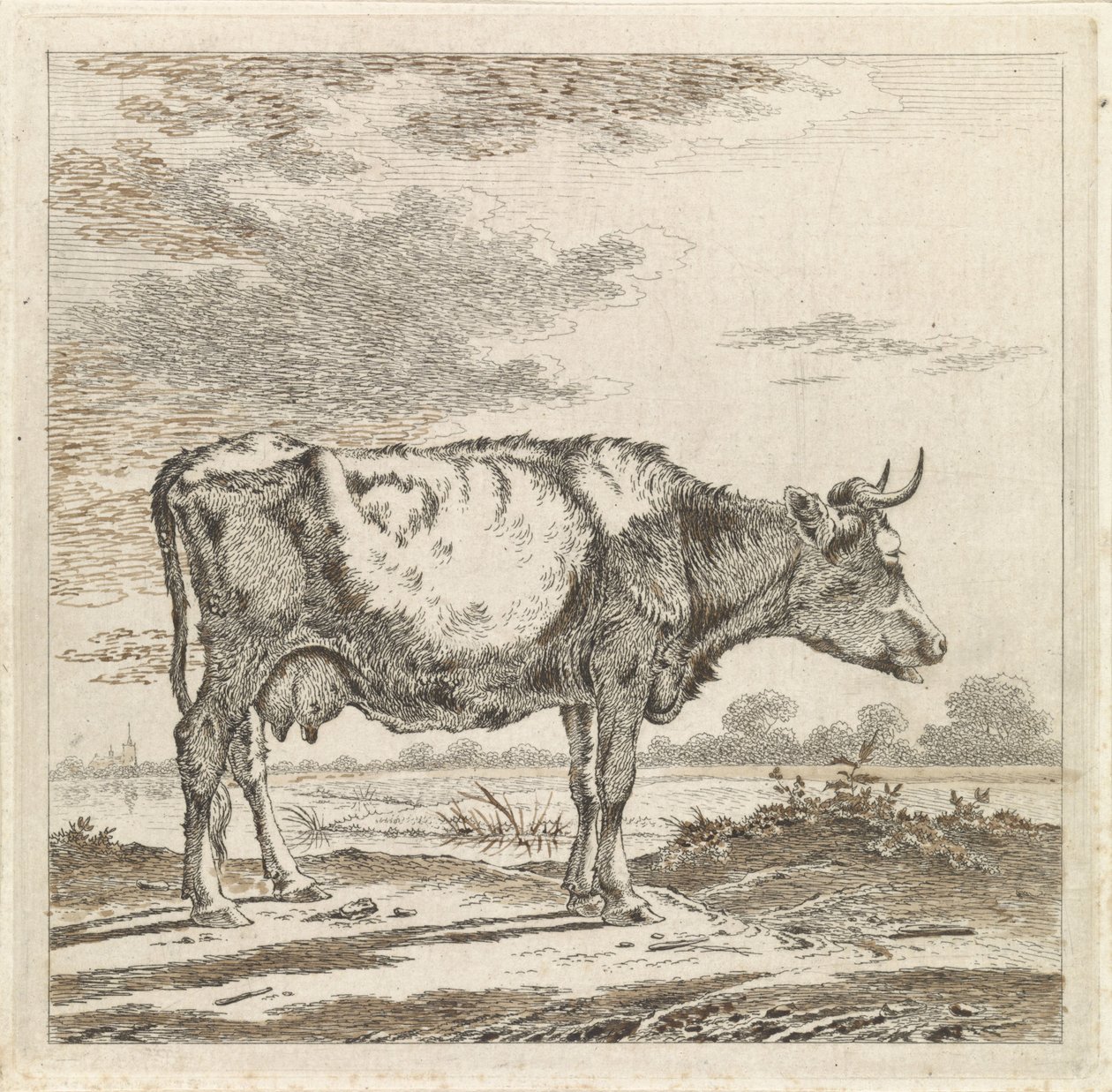 Landscape with Cow by the Waterside by Pieter Janson