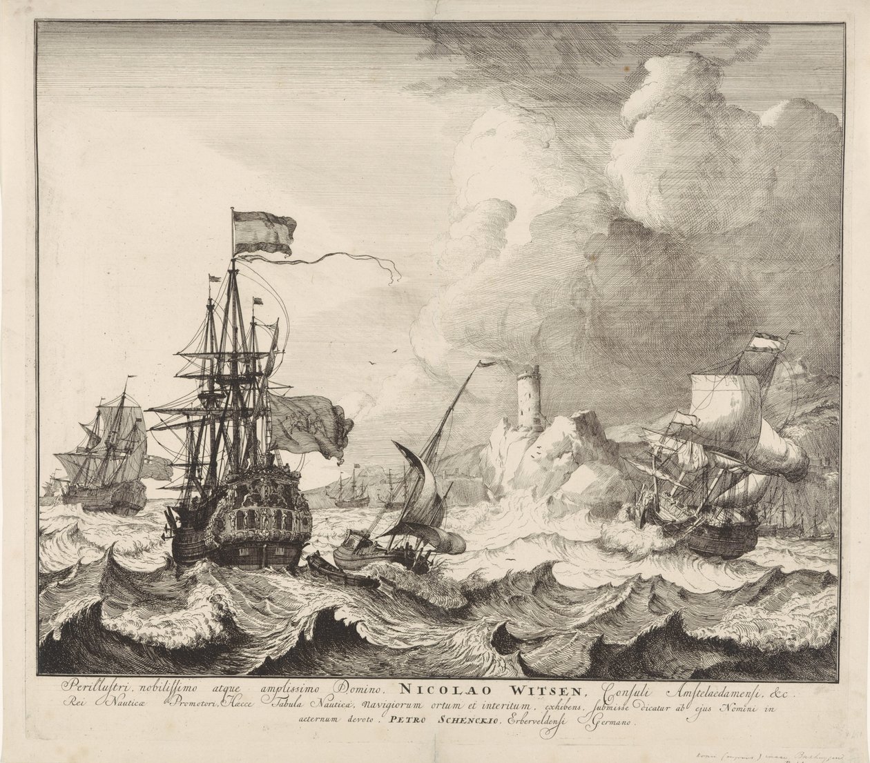 Ships in a Storm by Pieter Schenk (I)