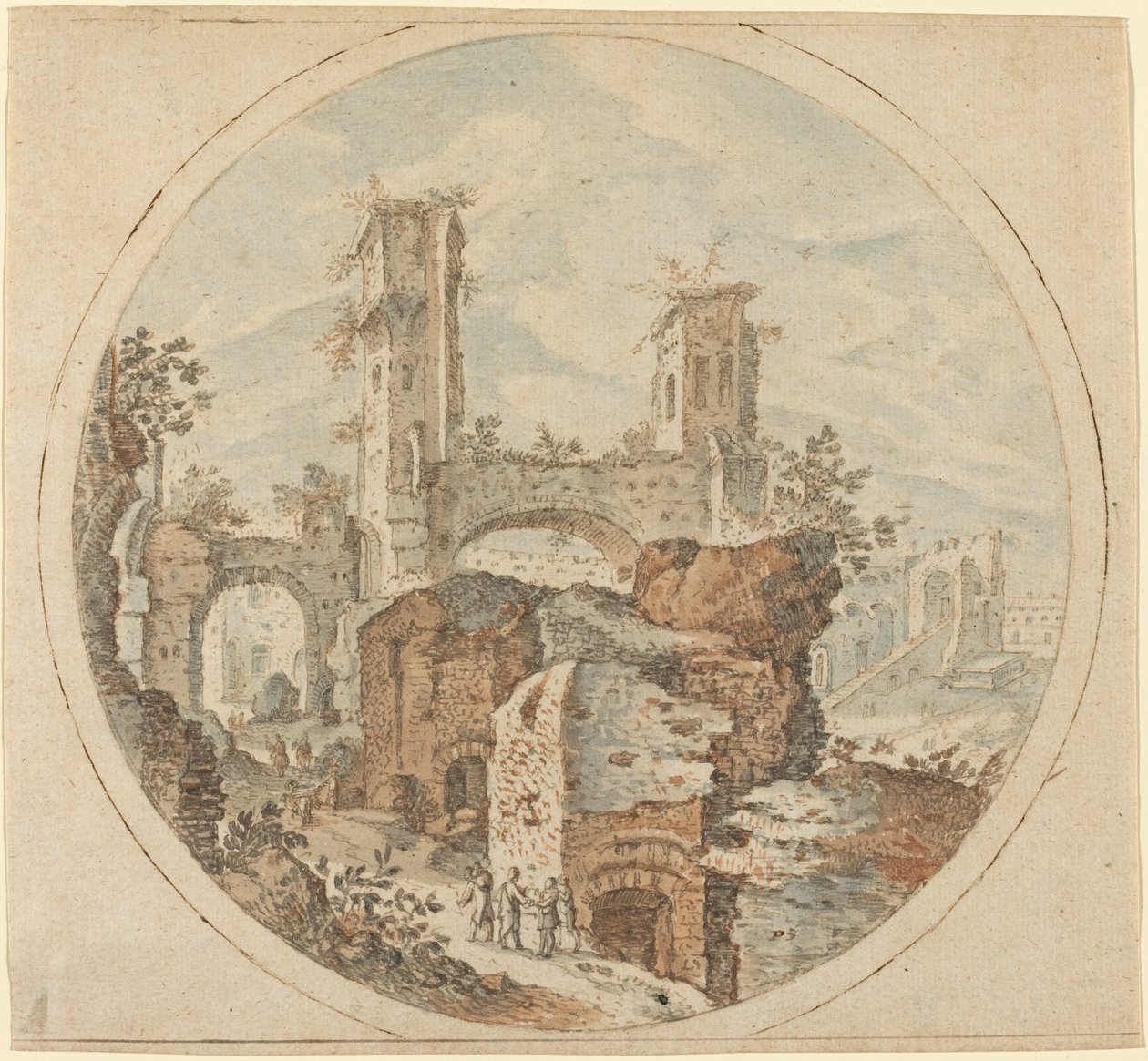 Travellers among Roman Ruins by Pieter Stevens