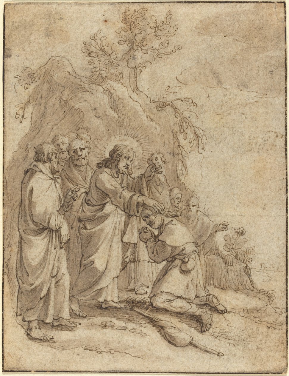 Christ Healing the Leper by Pieter de Jode I