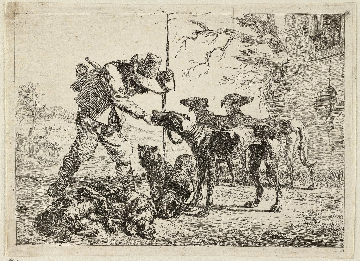 Hunter with Seven Dogs by Pieter van Laer
