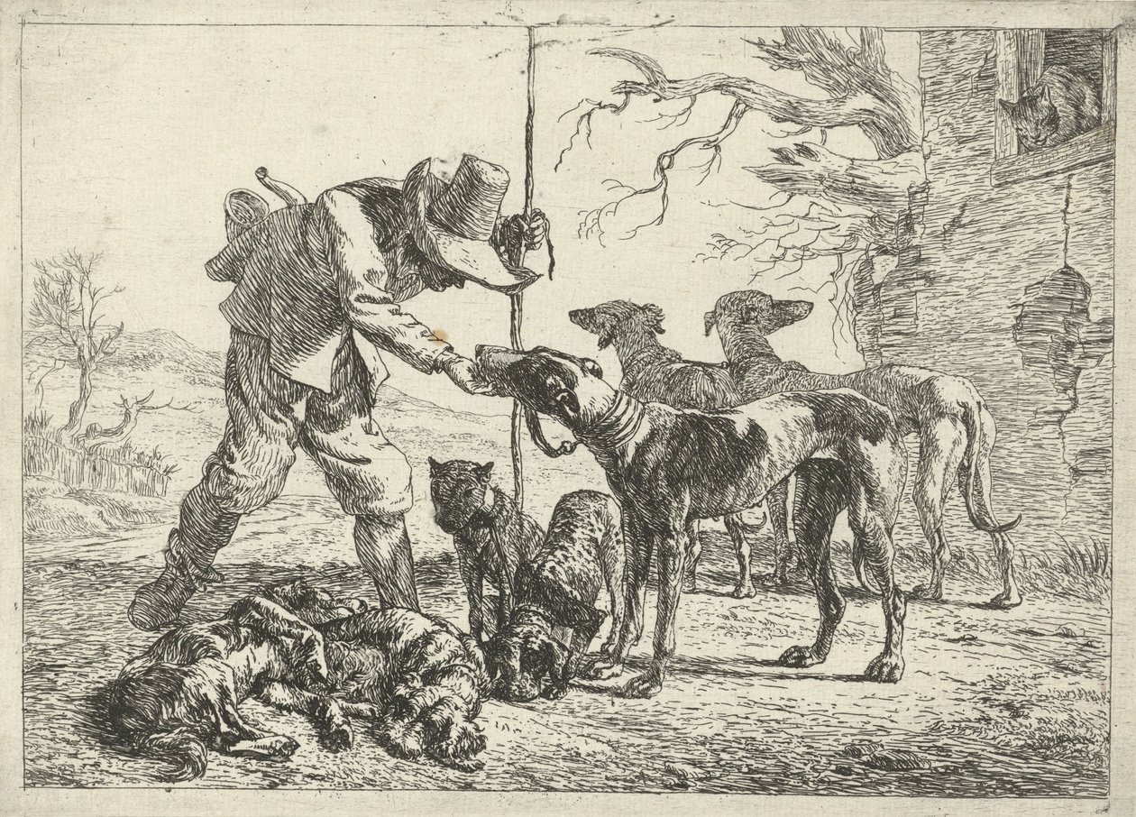 Hunter with Seven Dogs by Pieter van Laer