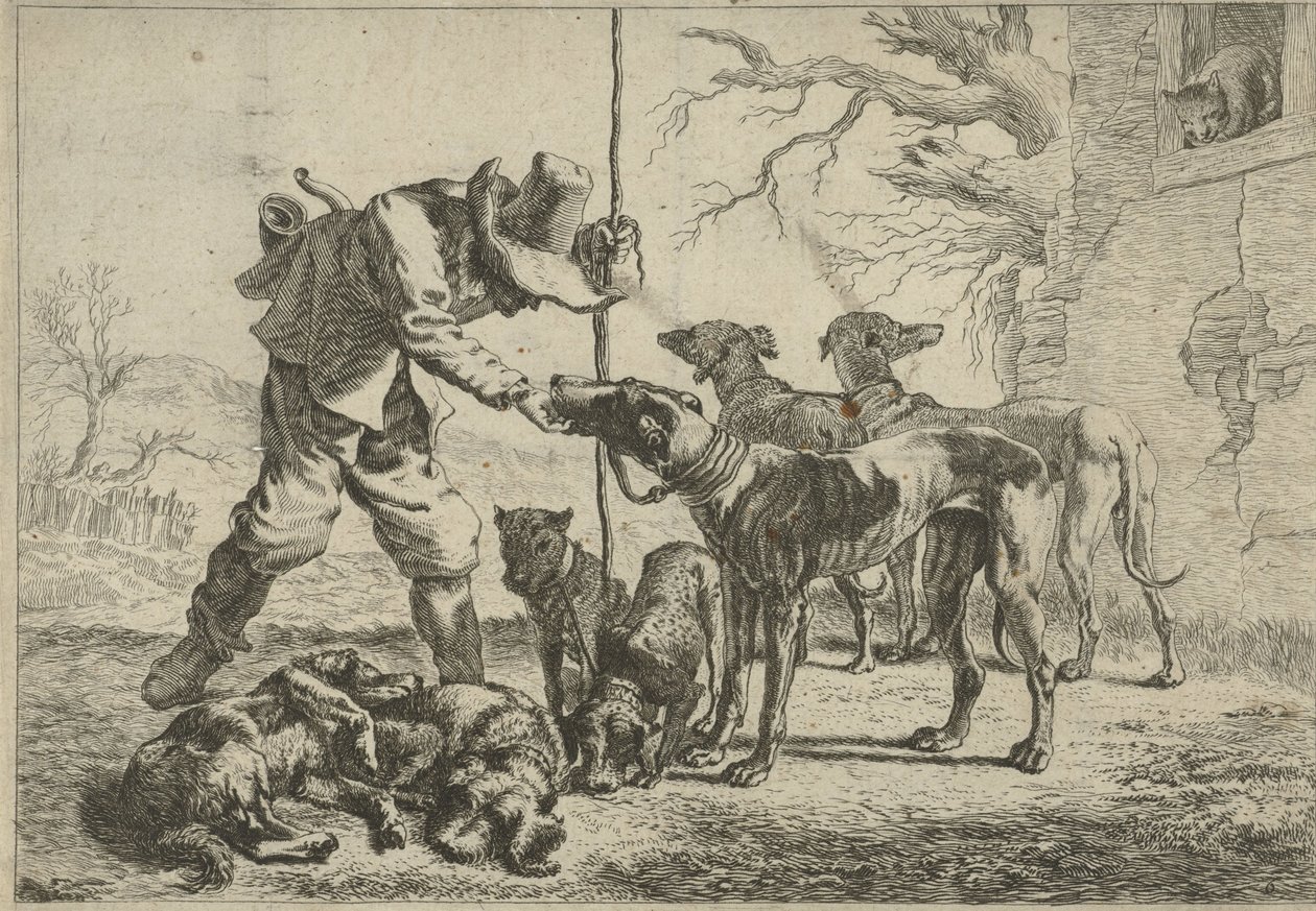 Hunter with Seven Dogs by Pieter van Laer