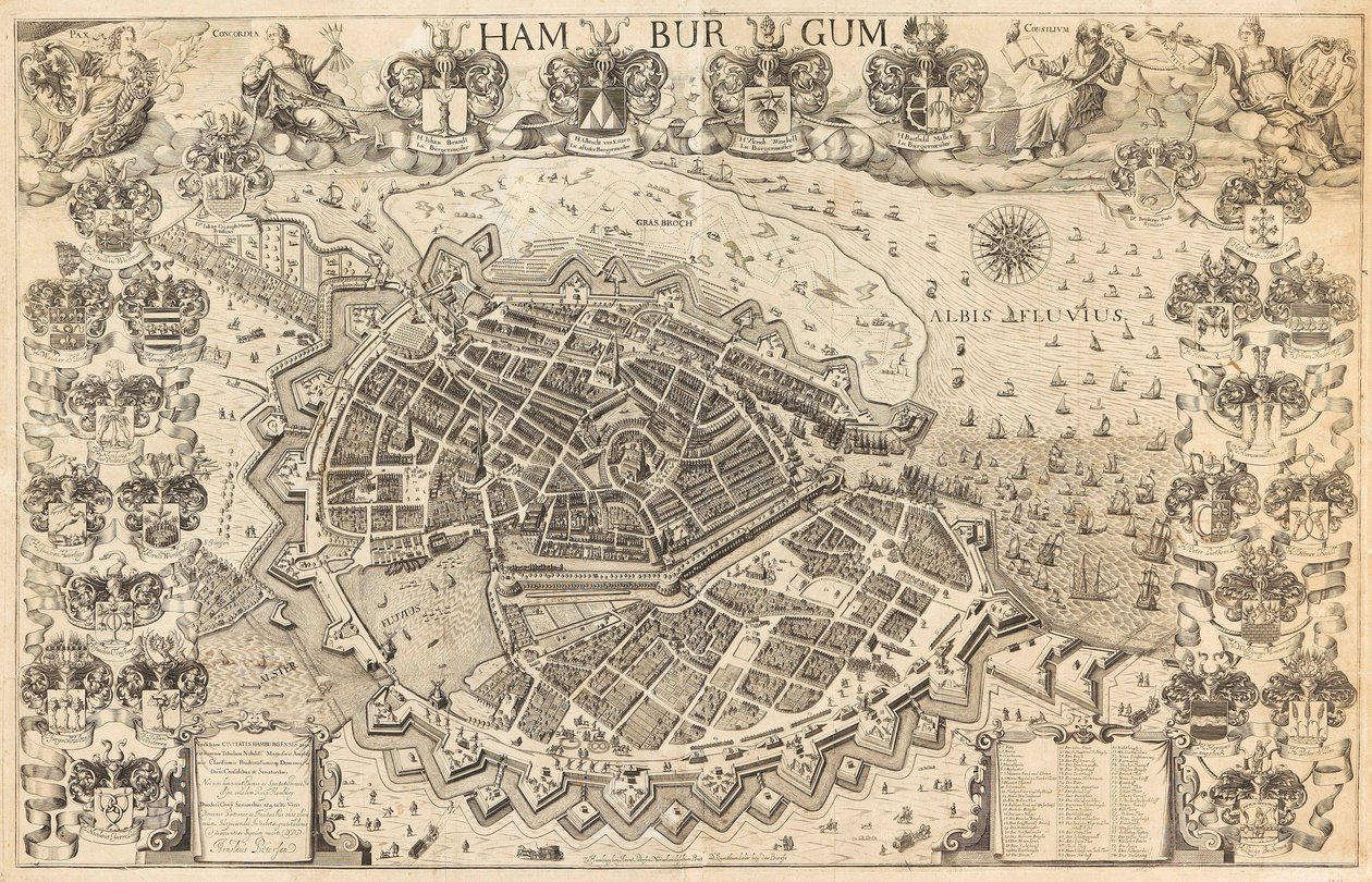 Map of Hamburg, 1644 by Pietersen