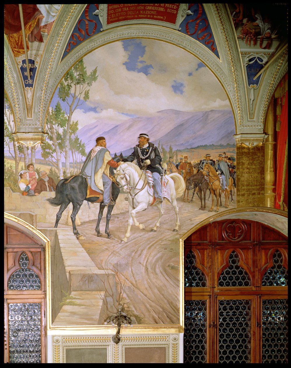 The Meeting Between Giuseppe Garibaldi and King Vittorio Emmanuele II on the 26th of October 1860 at Teano, Italy, 1886 by Pietro Aldi
