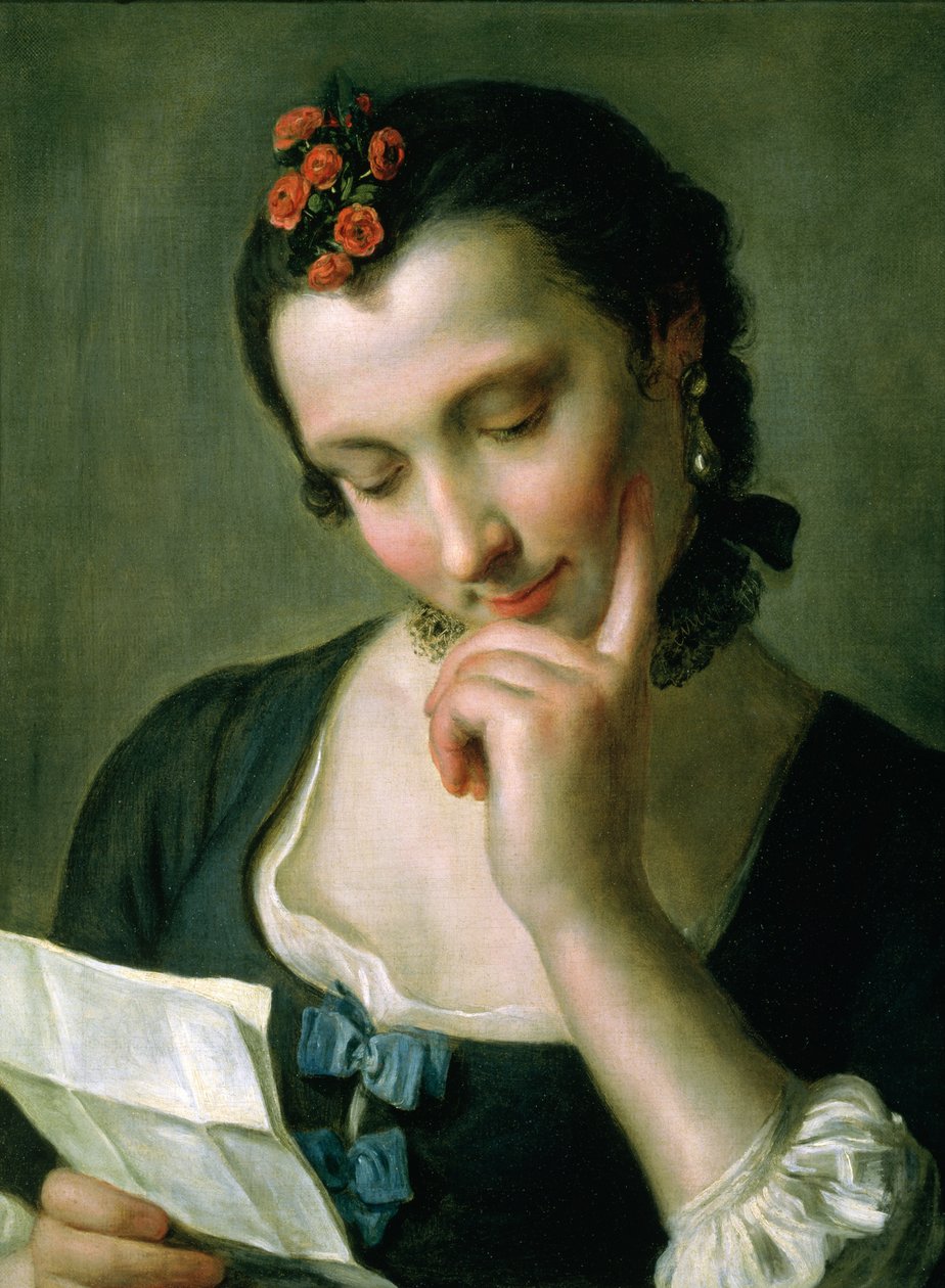 A Young Woman reading a Love Letter by Pietro Antonio Rotari