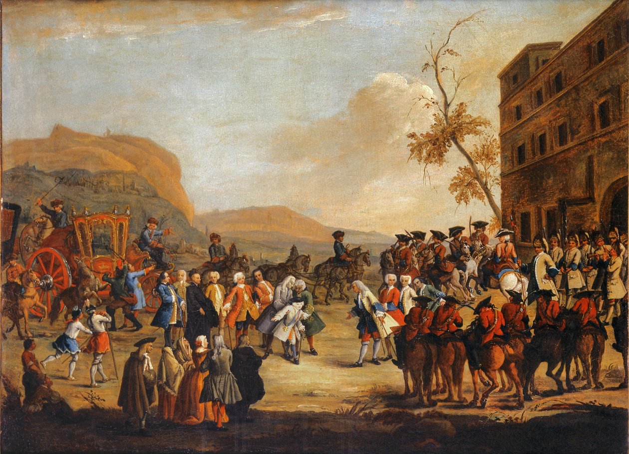 Reception of Crown Prince Friedrich Christian at the border of the Republic of Venice by Pietro Longhi