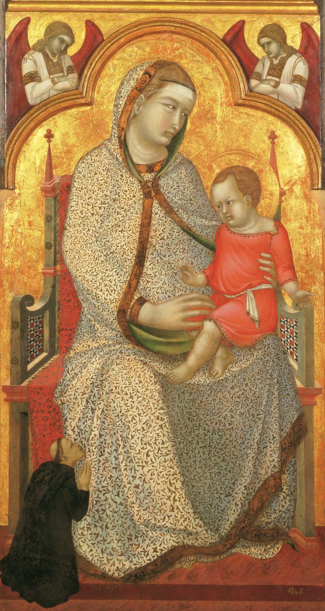 Virgin and Child Enthroned and Donor, Angels by Pietro Lorenzetti