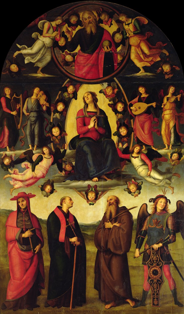 The Virgin enthroned, with angels and saints (Vallombrosa altarpiece) by Pietro Perugino
