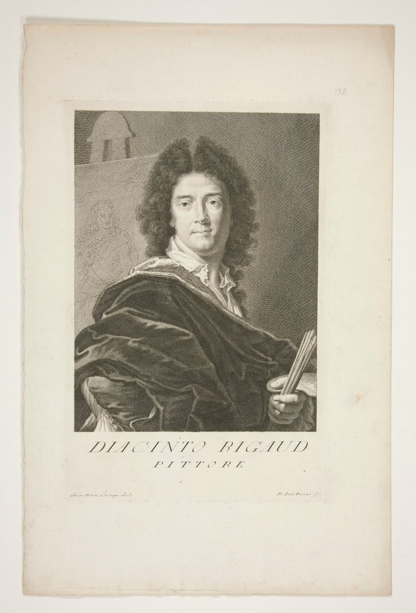 Portrait of Hyacinthe Rigaud by Pietro Antonio Pazzi