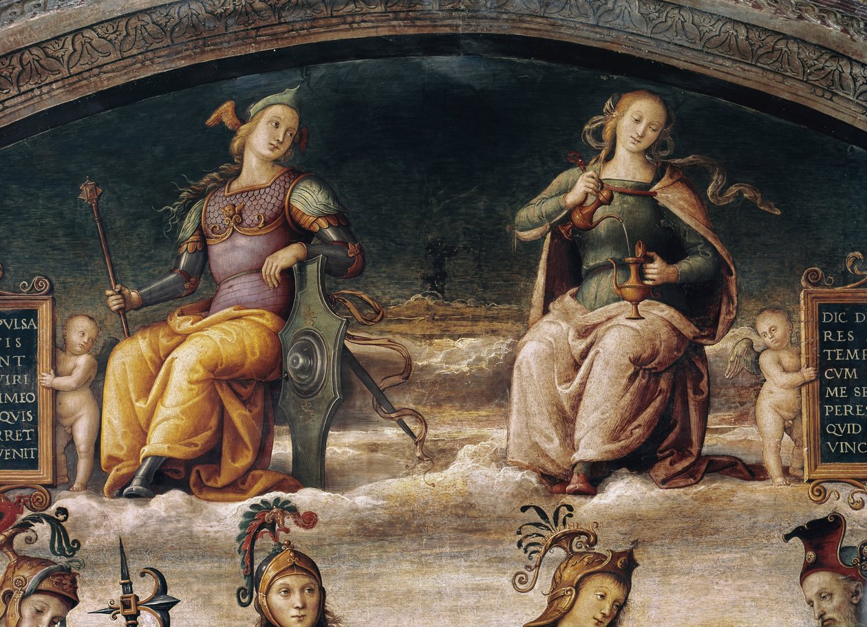 Fortitude and Temperance (detail) by Pietro Perugino