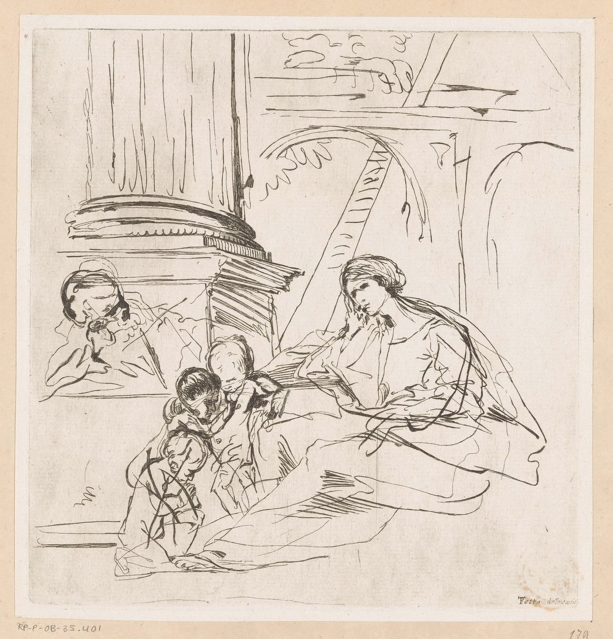 Holy Family with Two Children by Pietro Testa