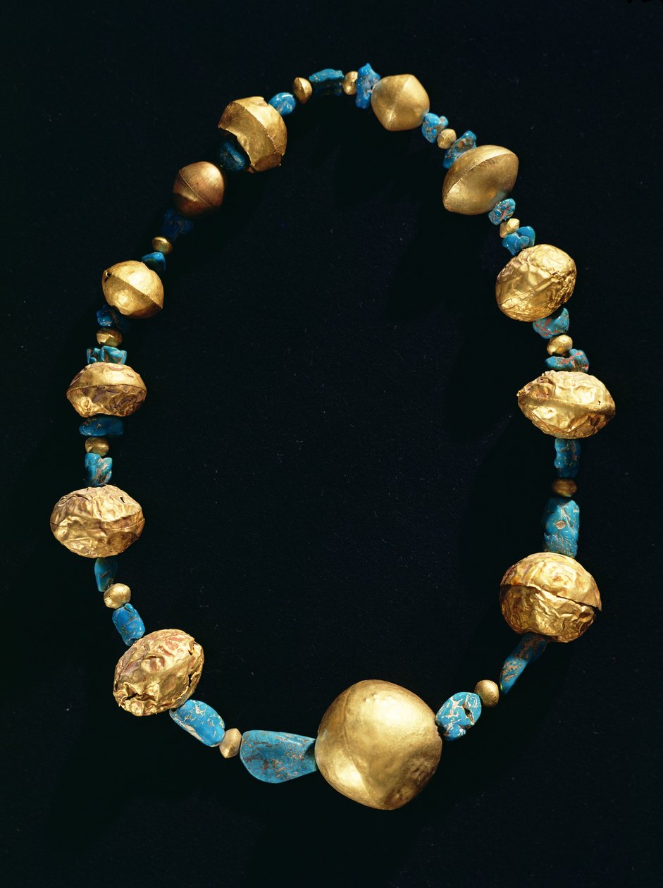 Necklace (turquoise and gold) by Pre Columbian