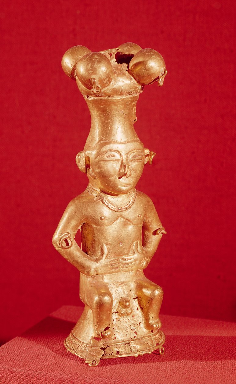 Quimbaya Container in the Form of a Seated Man, from Colombia by Pre Columbian