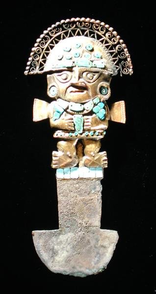 Tumi or Ceremonial Knife in the Shape of Naylamp, Chimu by Pre Columbian Pre Columbian