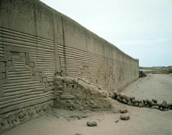 Exterior wall of the Square of Ceremonies, Tschudi Palace, built by the Chimu, c.1300 BC by Pre Columbian Pre Columbian